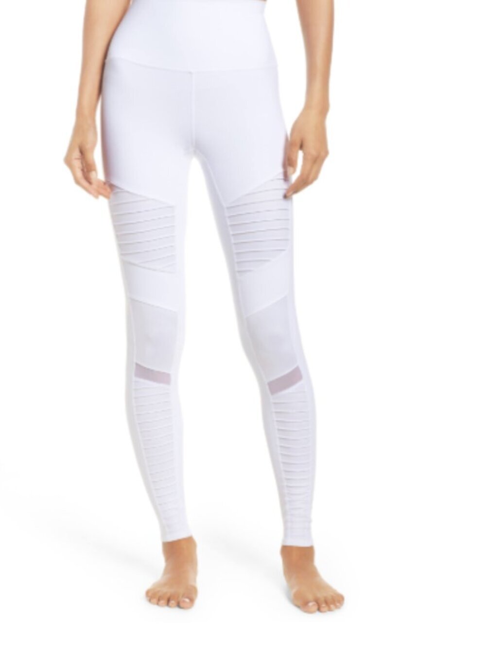 ALO Yoga White High-Waist Ribbed Mesh Leggings, Women’s Sz XS